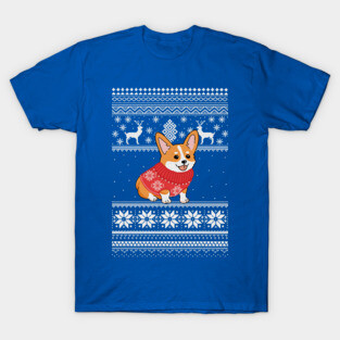 Corgi Christmas Sweater Pattern T-Shirt