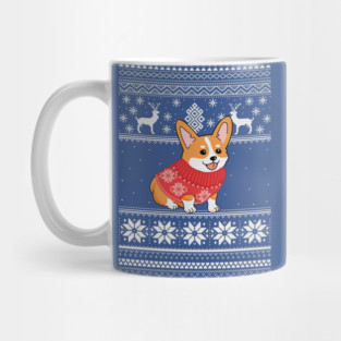 Corgi Christmas Sweater Pattern Mug