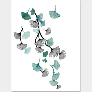 Ginkgo leaves Posters and Art