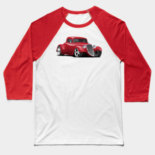 Custom American Red Hot Rod Car Baseball T-Shirt