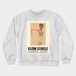 Egon Schiele - Exhibition Art Poster - Self Portrait 1911 Crewneck Sweatshirt