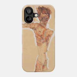 Egon Schiele - Exhibition Art Poster - Self Portrait 1911 Phone Case