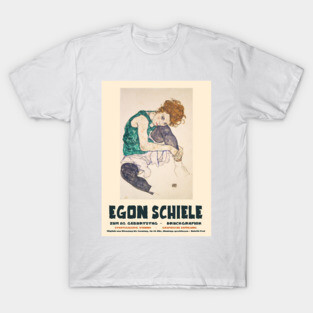 Egon Schiele - Exhibition Art Poster - Seated Woman with Bent Knee T-Shirt