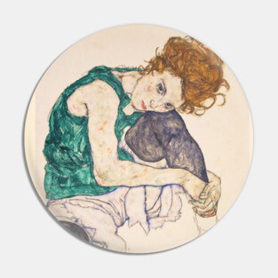 Egon Schiele - Exhibition Art Poster - Seated Woman with Bent Knee Pin