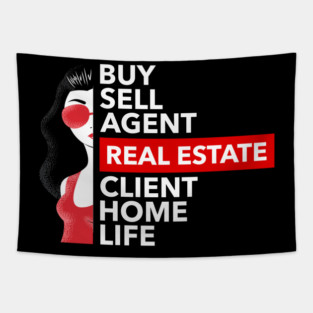 Real Estate Words Woman Tapestry