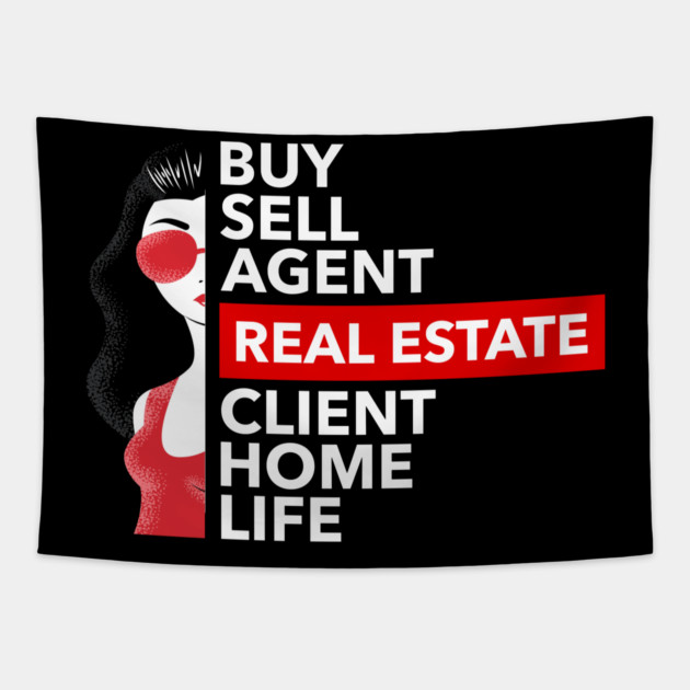 Real Estate Words Woman Tapestry by REG