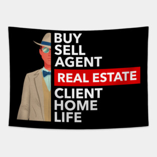 Real Estate Words Man Tapestry