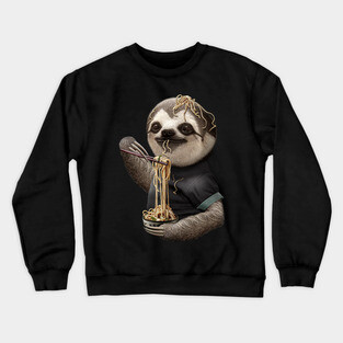 SLOTH EATING NOODLE Crewneck Sweatshirt