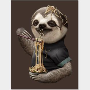 SLOTH EATING NOODLE Posters and Art