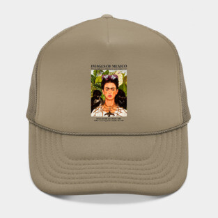 Frida Kahlo Exhibition Art Poster - "Self-Portrait with Thorn Necklace and Hummingbird" 1988 Hat