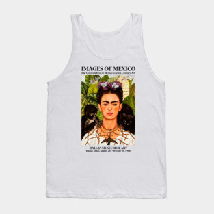 Frida Kahlo Exhibition Art Poster - "Self-Portrait with Thorn Necklace and Hummingbird" 1988 Tank Top