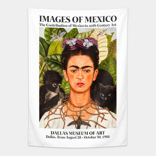 Frida Kahlo Exhibition Art Poster - "Self-Portrait with Thorn Necklace and Hummingbird" 1988 Tapestry