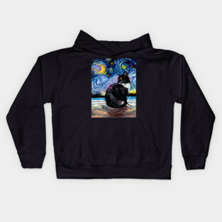 Black Tuxedo Cat Night 2 Kids Hoodie