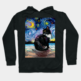 Black Tuxedo Cat Night 2 Hoodie
