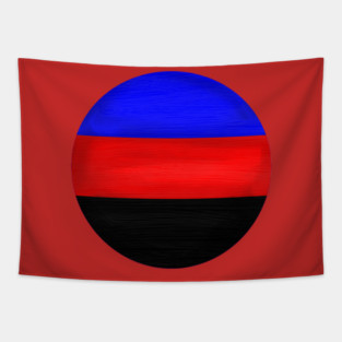 Polyamorous pride flag colours circular Tapestry
