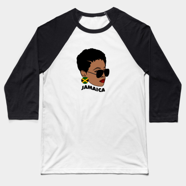 Proud Jamaican Woman, Afro Melanin Jamaica Flag Baseball T-Shirt by logiamerch