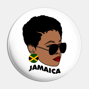 Proud Jamaican Woman, Afro Melanin Jamaica Flag Pin