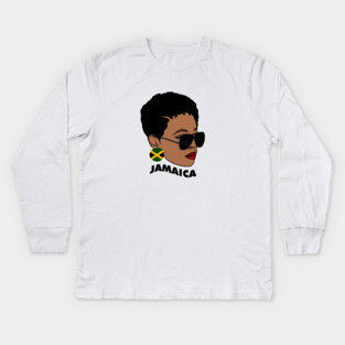 Proud Jamaican Woman, Afro Melanin Jamaica Flag Kids Long Sleeve T-Shirt