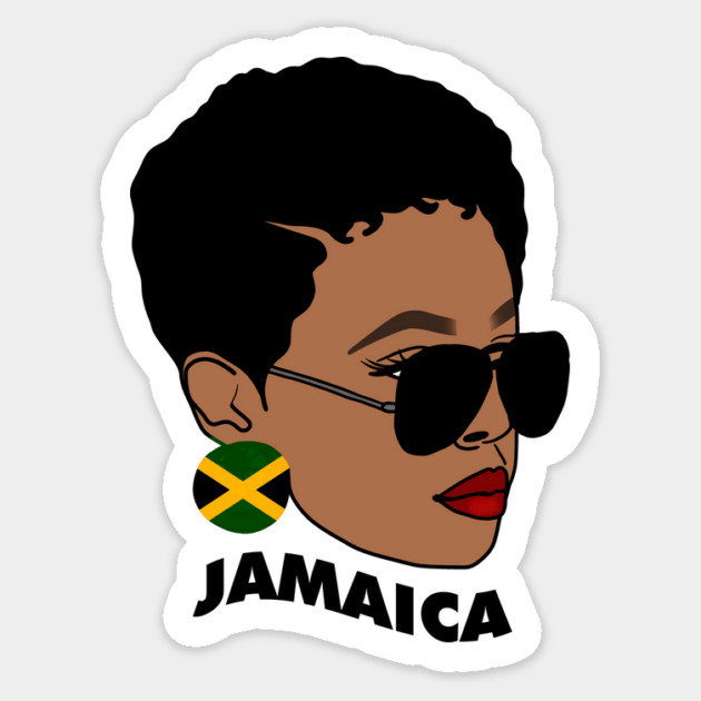 Proud Jamaican Woman, Afro Melanin Jamaica Flag Sticker by logiamerch