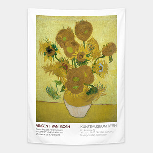 Van Gogh Exhibition Poster - 1973, Switzerland - Sunflowers Tapestry