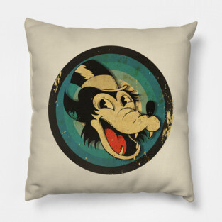 Vintage Cartoon Wolf Pillow