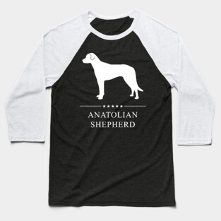 Anatolian Shepherd Dog White Silhouette Baseball T-Shirt