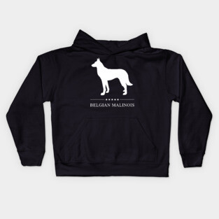 Belgian Malinois Dog White Silhouette Kids Hoodie