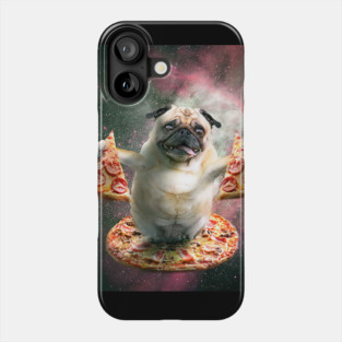 Funny Space Pug Dog With Pizza Phone Case