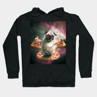 Funny Space Pug Dog With Pizza Hoodie