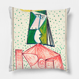 Pablo Picasso Exhibition Art Poster - Buste de Femme Pillow