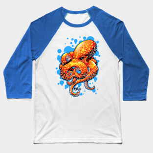 Orange Octopus Baseball T-Shirt