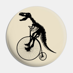 T rex dinosauros fossil bicycling Pin
