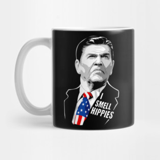 Funny I Smell Hippies - Vintage Ronald Reagan Mug