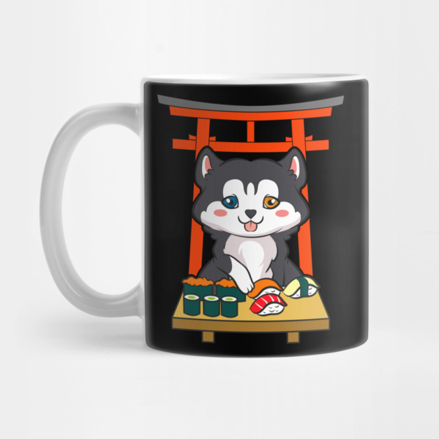 Siberian Husky eating Sushi by creative