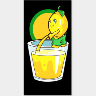 Kawaii Lemon Naughty Lemonade Pun Funny Gift Posters and Art