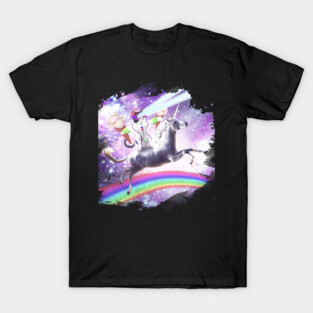 Lazer Rave Space Cat Riding Unicorn With Ice Cream T-Shirt