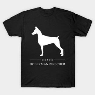 Doberman Pinscher Dog White Silhouette T-Shirt