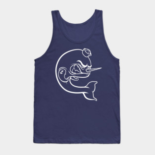Angry Narwhal - White Outline Tank Top