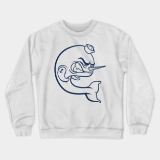 Angry Narwhal - Navy Outline Crewneck Sweatshirt