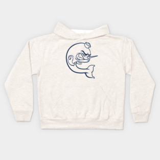 Angry Narwhal - Navy Outline Kids Hoodie