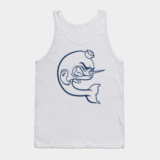 Angry Narwhal - Navy Outline Tank Top