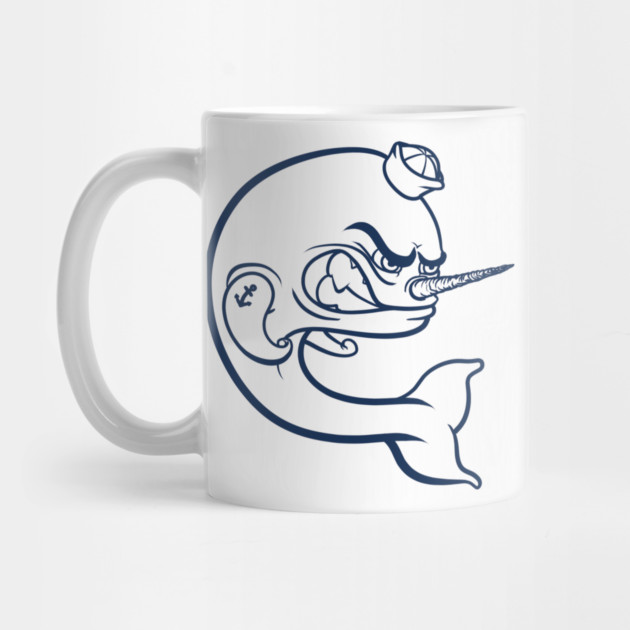 Angry Narwhal - Navy Outline by StineBrunson