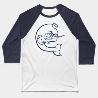 Angry Narwhal - Navy Outline Baseball T-Shirt