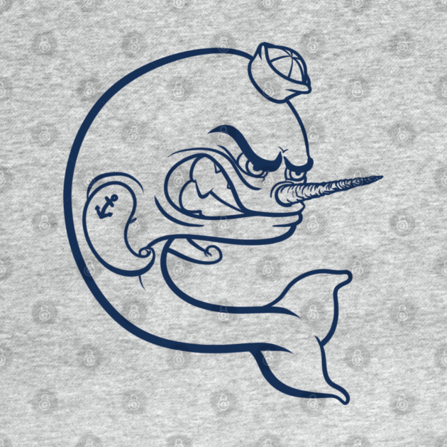 Angry Narwhal - Navy Outline by StineBrunson