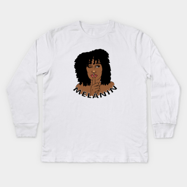 Afro Woman Melanin, Black Girl Magic Kids Long Sleeve T-Shirt by logiamerch