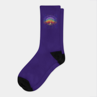 Tree of life Golden Swirl and Rainbow Socks