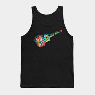 Cool Retro Guitar Design for Plant-based Vegetarian Vegan Tank Top