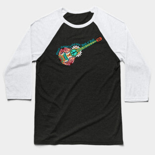 Cool Retro Guitar Design for Plant-based Vegetarian Vegan Baseball T-Shirt
