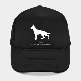 German Shepherd Dog White Silhouette Hat