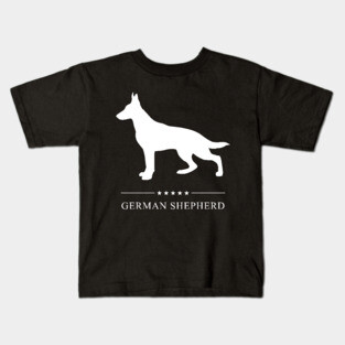 German Shepherd Dog White Silhouette Kids T-Shirt
